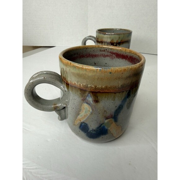 Set Vtg 70’s Jim Laeur Glazed Potter Mugs Pottery Mid Century  stunning - Picture 4 of 9